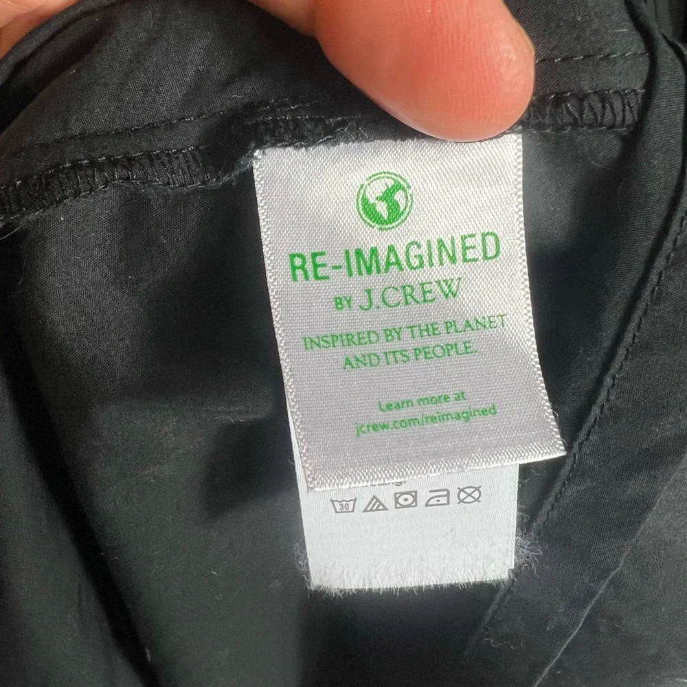 J CREW Smocked Puff Sleeve Black Cotton Poplin Midi Dress Womens Small - Picture 7 of 10